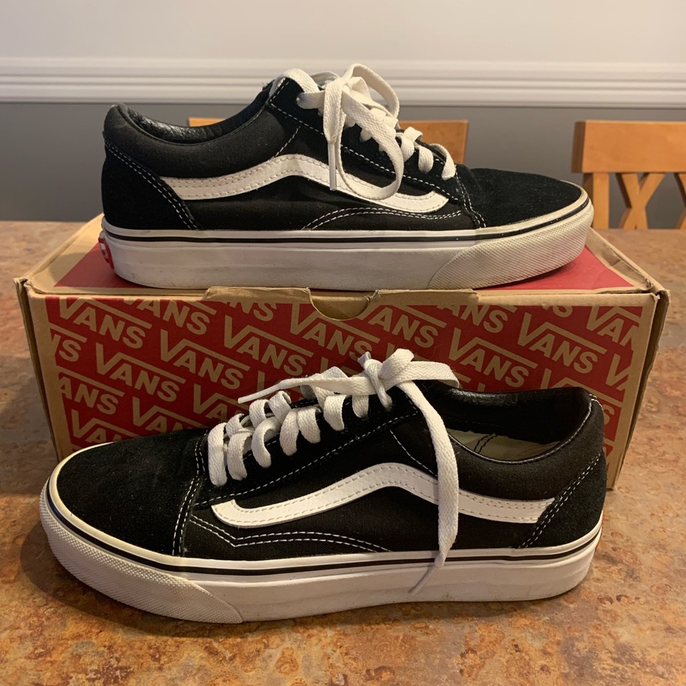 Vans Classic Black and White Old Skool Skate Shoes